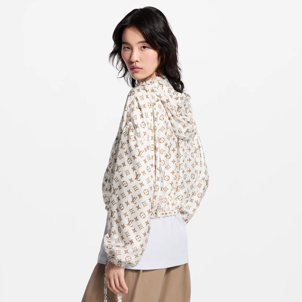 Woven Monogram Print Drawstring Jacket