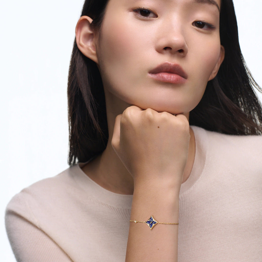 Color Blossom BB Star Bracelet, Yellow Gold, Sodalite and Diamond