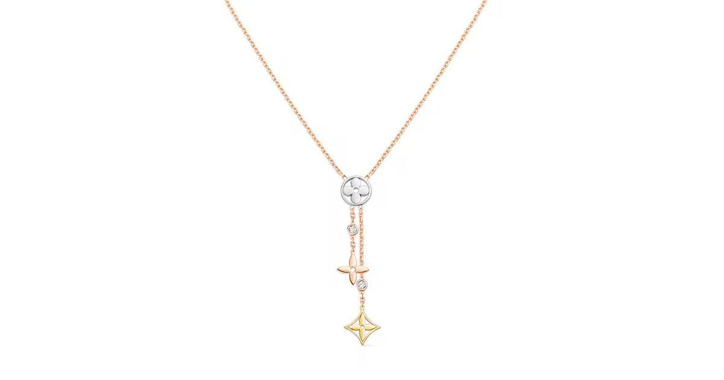 Idylle Blossom Y Pendant, 3 Gold and Diamonds