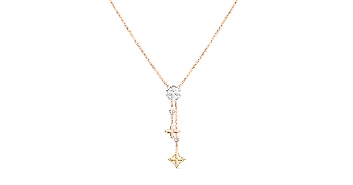 Idylle Blossom Y Pendant, 3 Gold and Diamonds