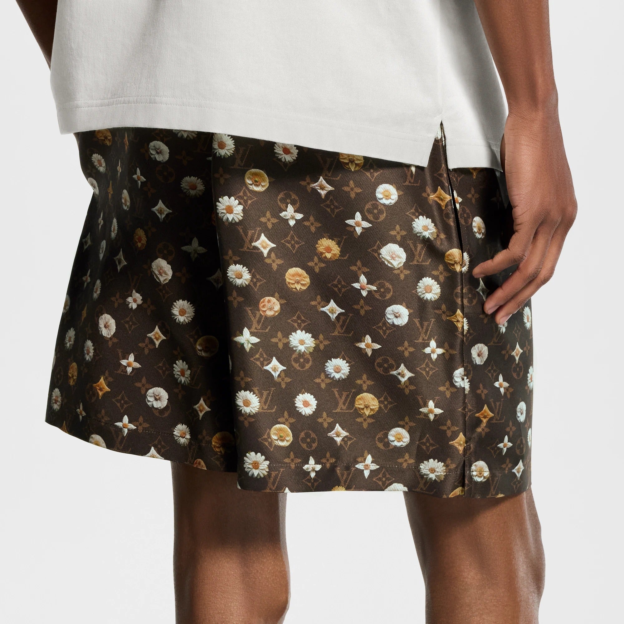Monogram Printed Silk Shorts