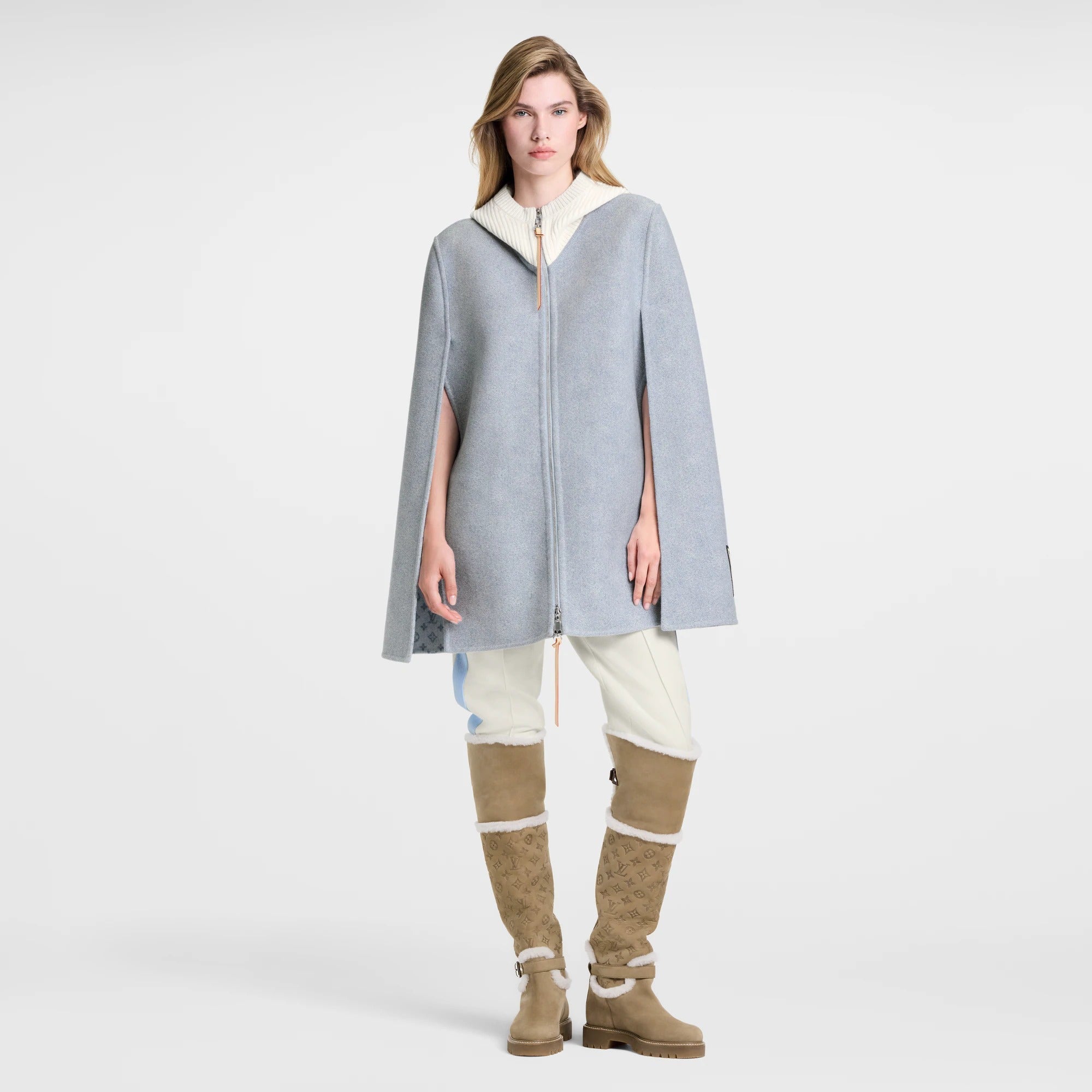 Denim-Effect Double Face Cape