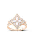 Color Blossom M Star Ring, Pink Gold, White Mother-of-Pearl and Diamonds