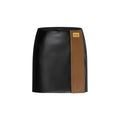 Color-Blocked Leather Mini Skirt