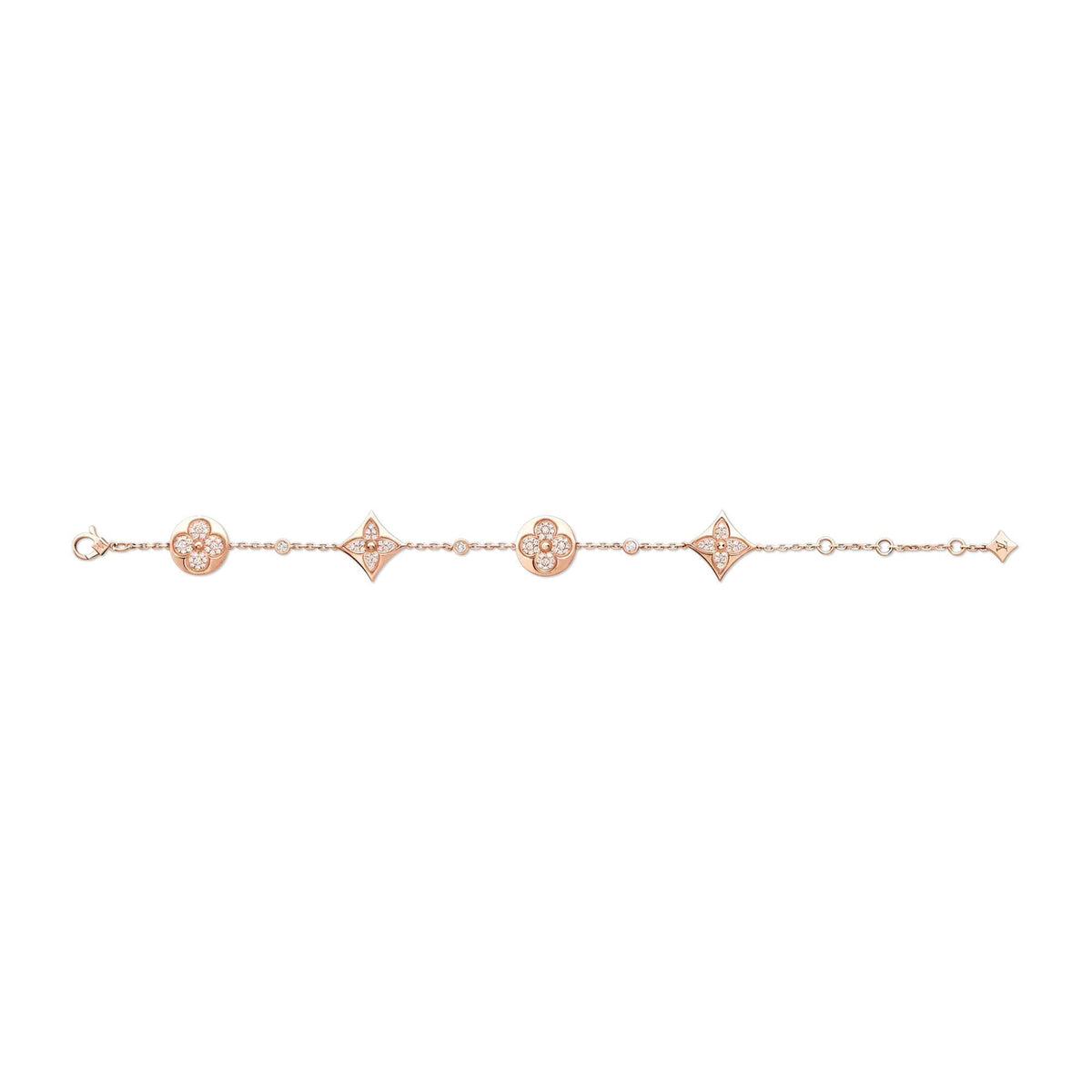 Color Blossom BB Star and Sun Multi-Motif Bracelet, Pink Gold and Diamonds