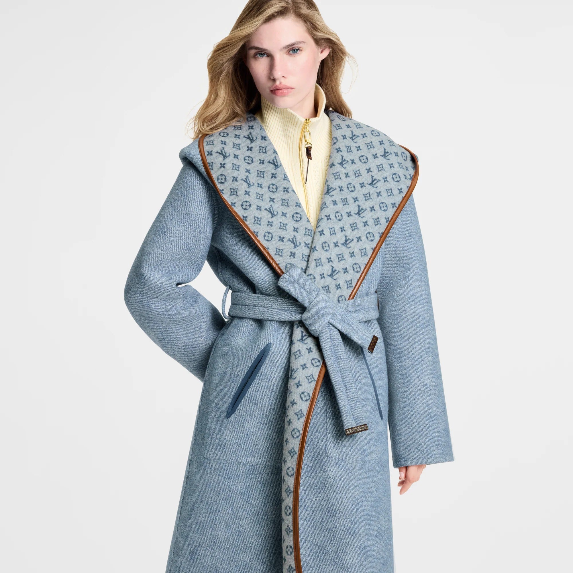 Reversible Signature Hooded Wrap Coat