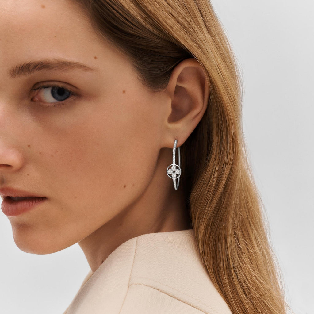 Idylle Blossom Hoops, White Gold And Diamonds