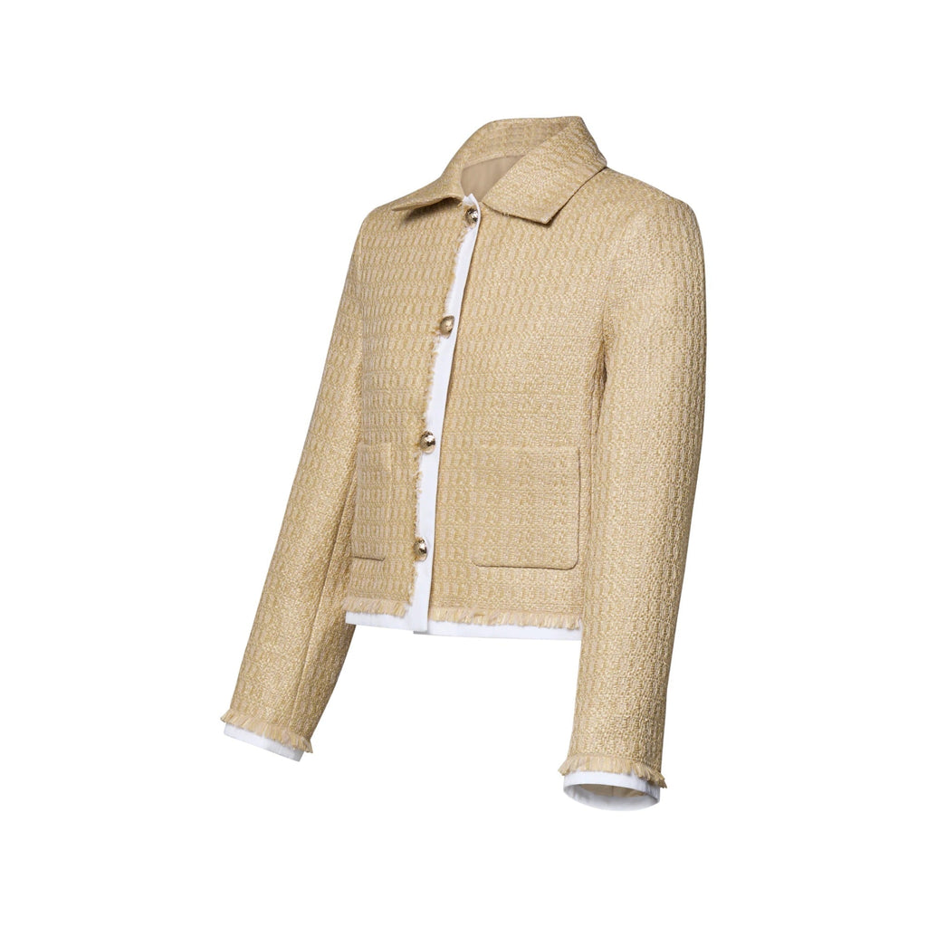 Woven-Effect Tweed Tailored Jacket