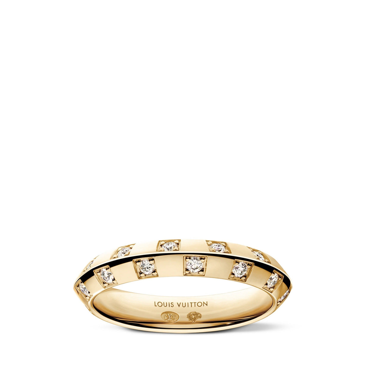 Le Damier de Louis Vuitton Small Ring, Yellow Gold and Diamonds