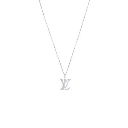 LV Medium Pendant, White Gold And Diamonds