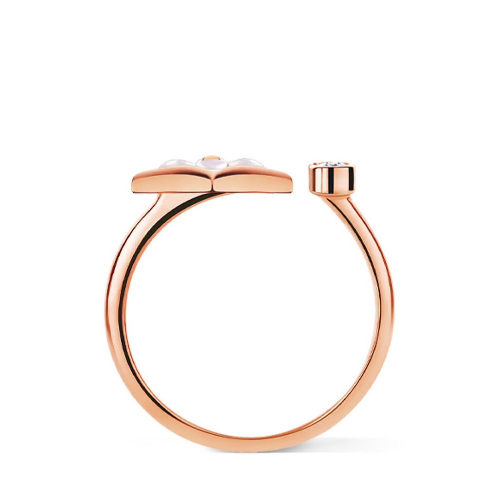Color Blossom Mini Star Ring, Pink Gold, White Mother-of-Pearl and Diamond