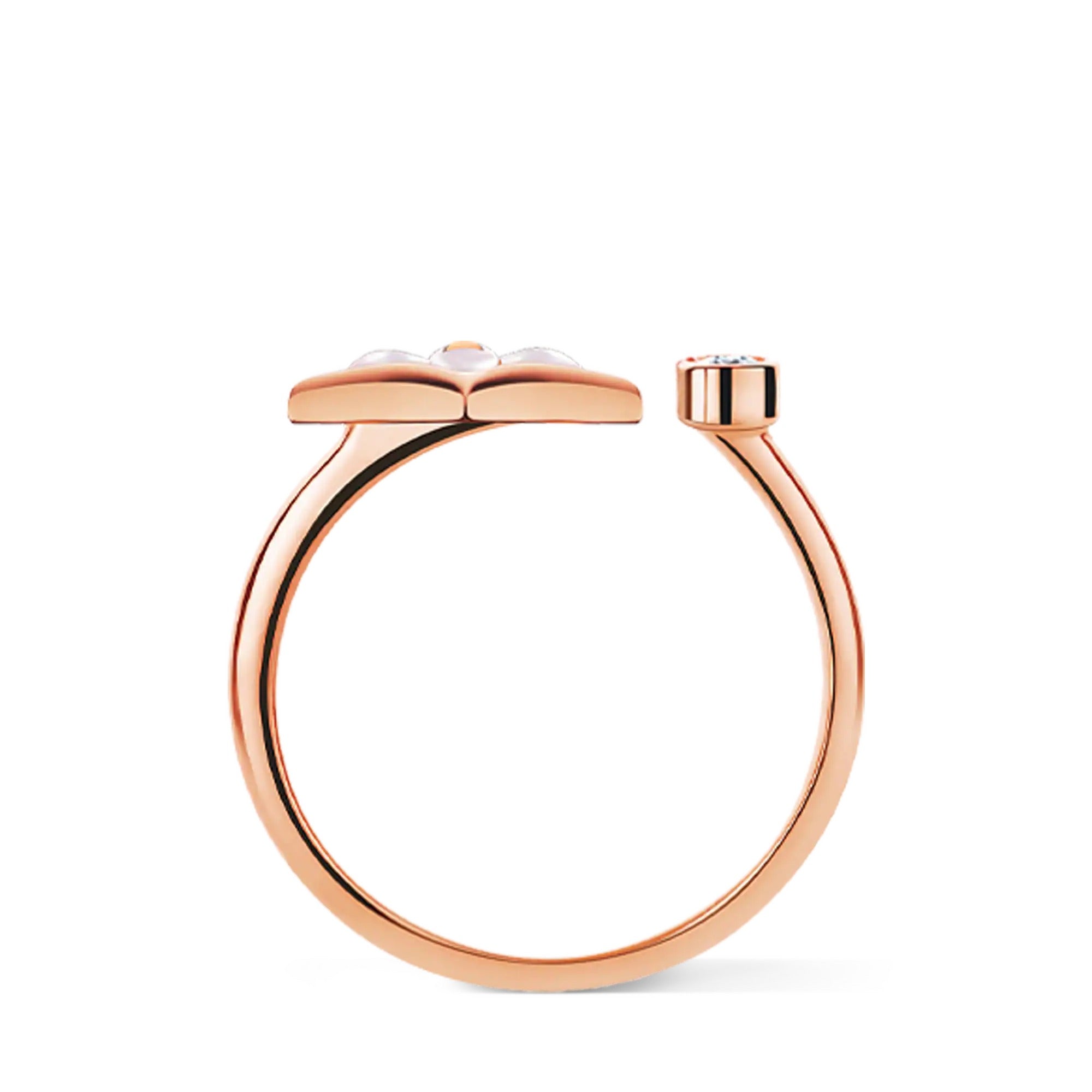Color Blossom Mini Star Ring, Pink Gold, White Mother-of-Pearl and Diamond