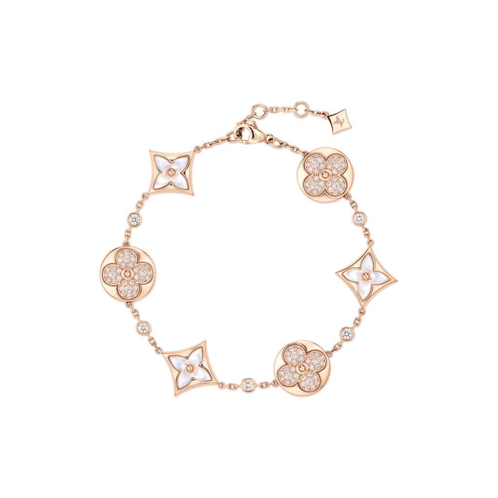Color Blossom BB Star and Sun Multi-Motif Bracelet, Pink Gold, White Mother-of-Pearl and Diamonds