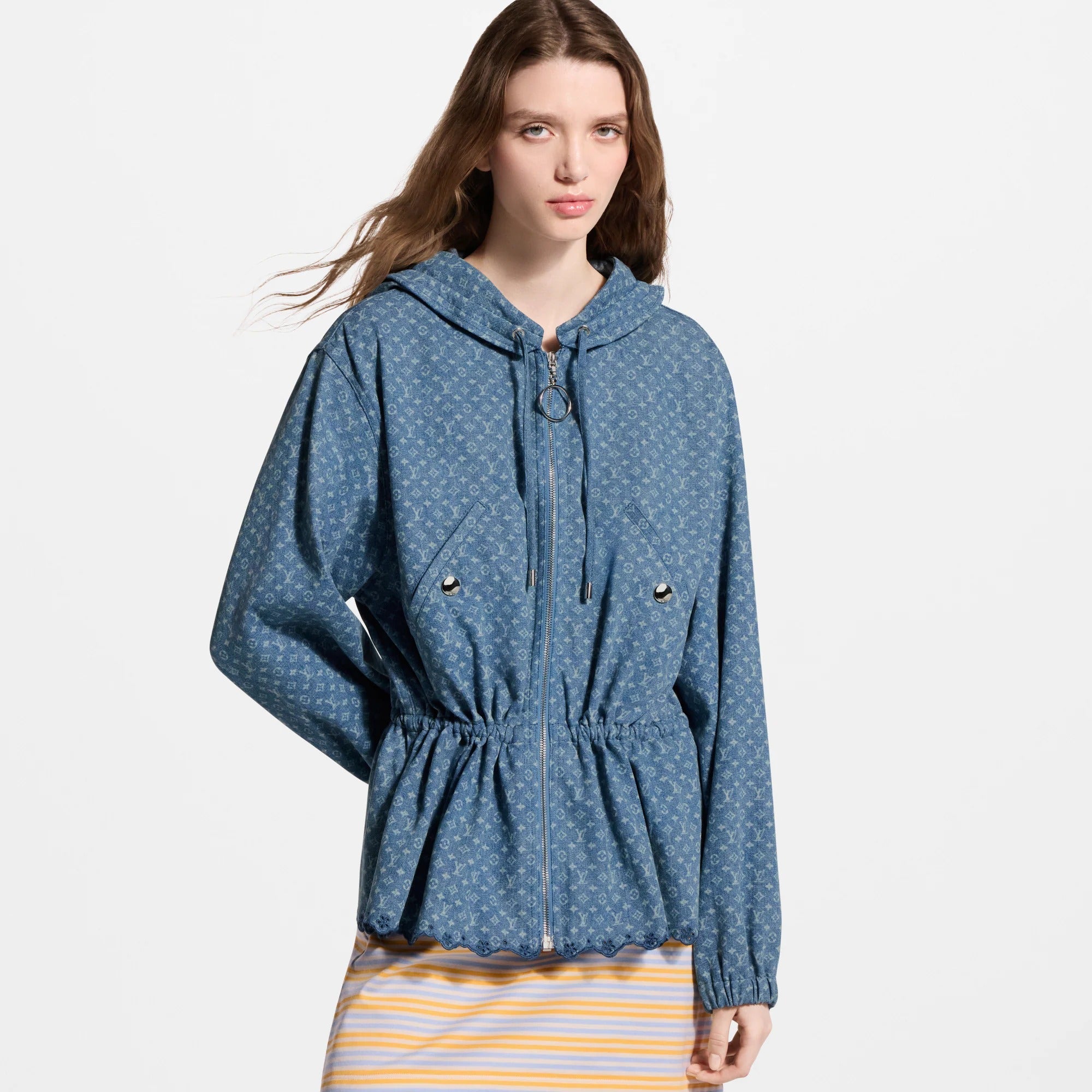 Hooded Monogram Denim Jacket
