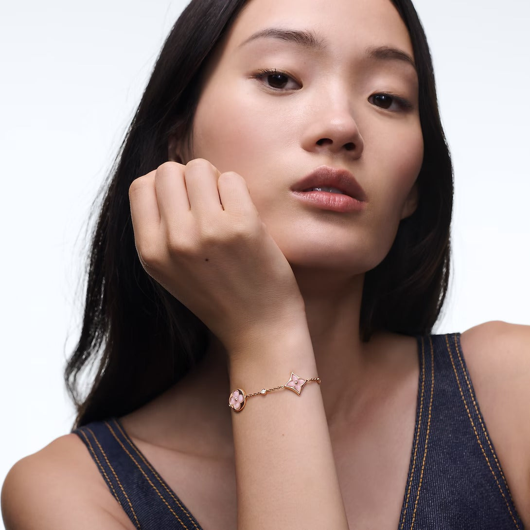 Color Blossom BB Star andSun Multi-Motif Bracelet, Rose Gold, Pink Mother-of-Pearl and Diamonds