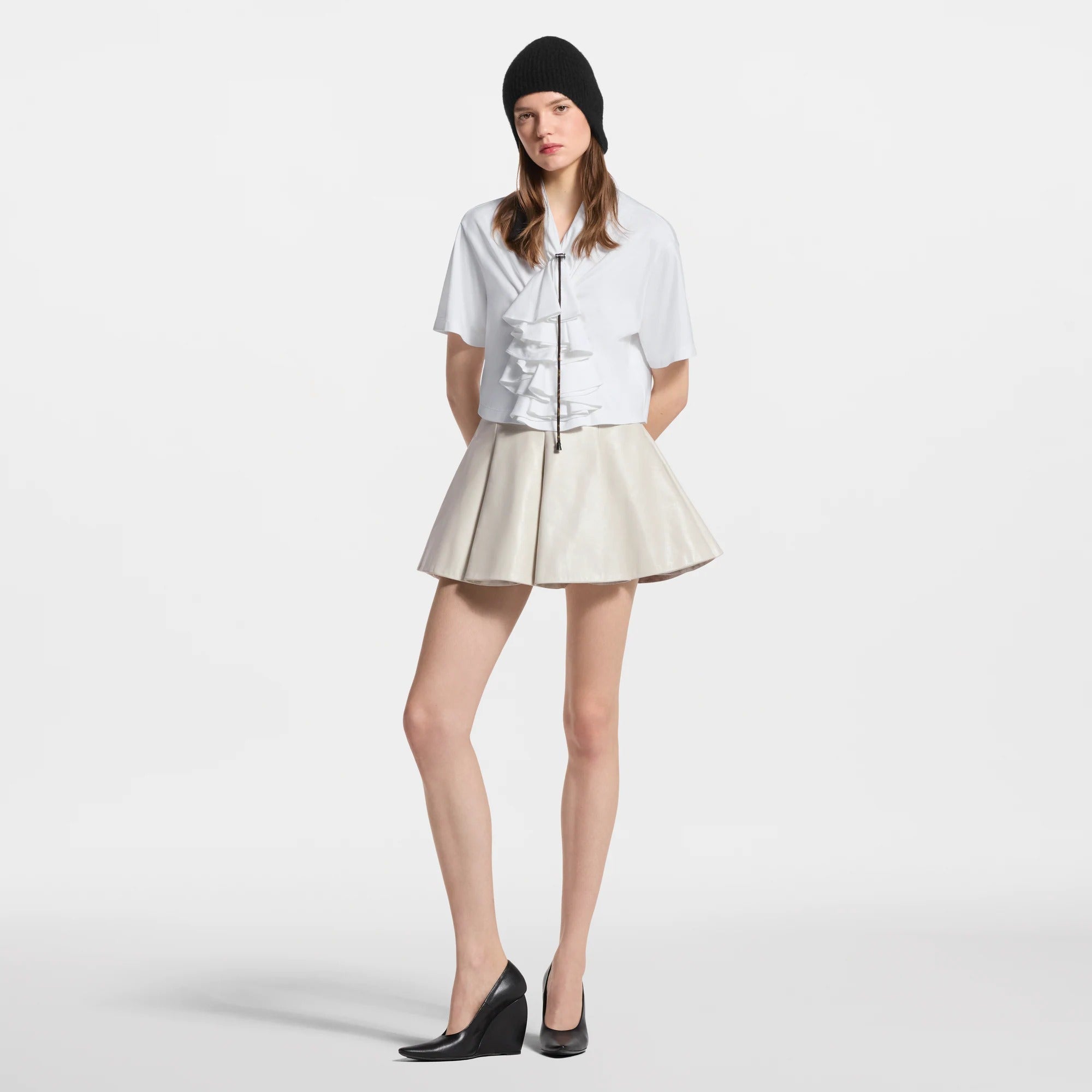 Gathered Ruffle Crop Top