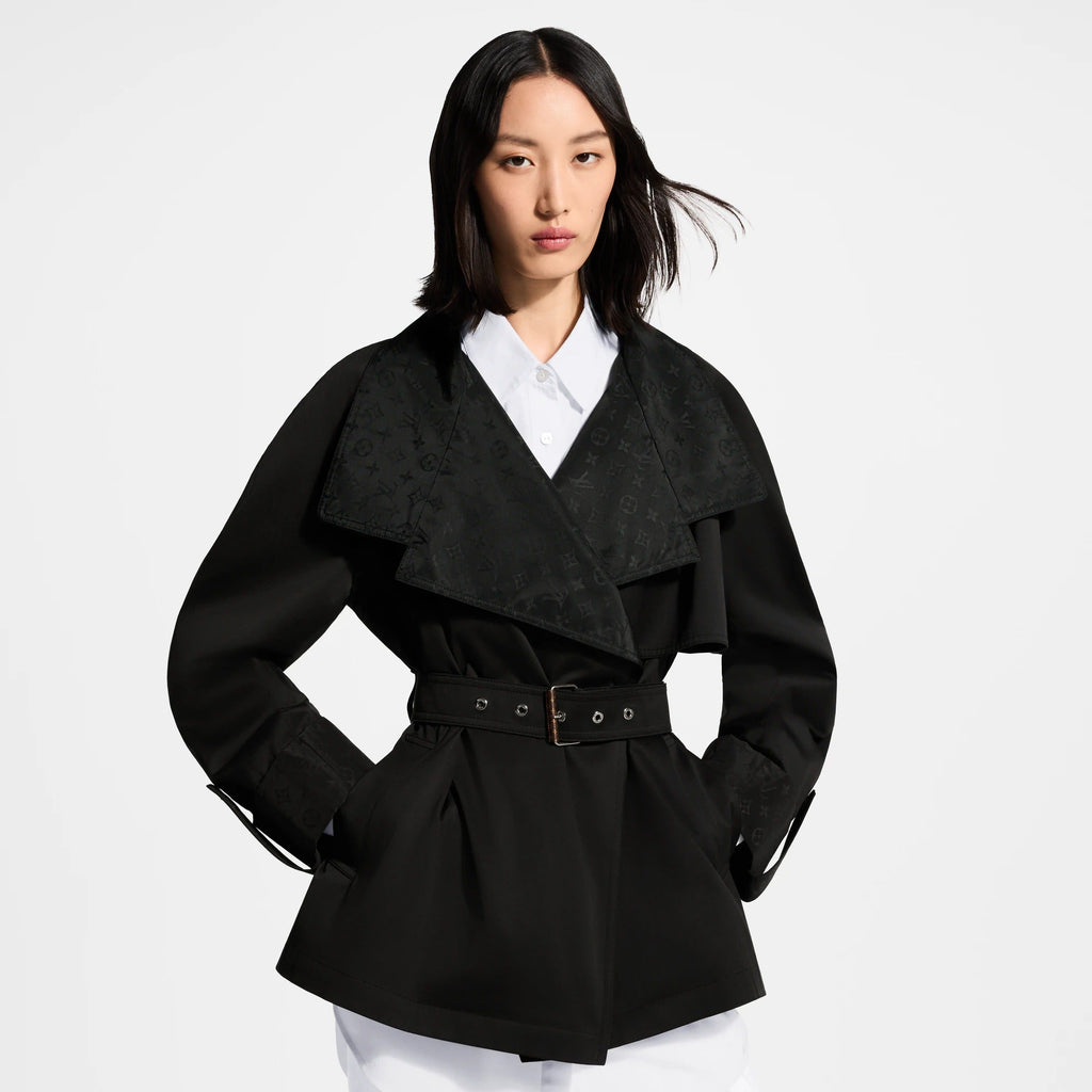 Monogram Accent Short Trench Coat