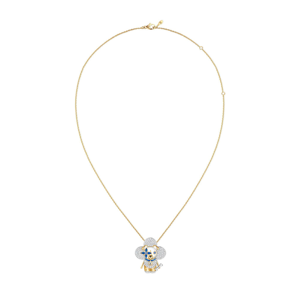Vivienne Dog Pendant, Yellow Gold, White Gold, Lacquer, Diamonds & Colored Gemstones