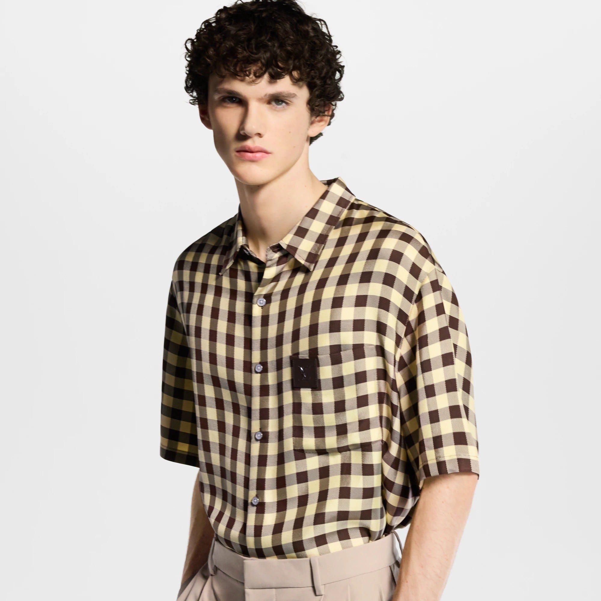 Damier Jacquard Short-Sleeved Shirt