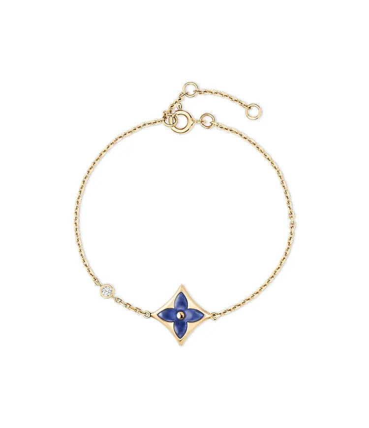 Color Blossom BB Star Bracelet, Yellow Gold, Sodalite and Diamond