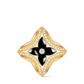 Ever Blossom Ring, Yellow Gold, Onyx & Diamonds