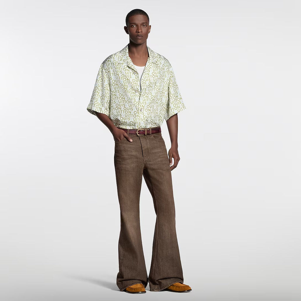 Short-Sleeved Printed Silk Shirt