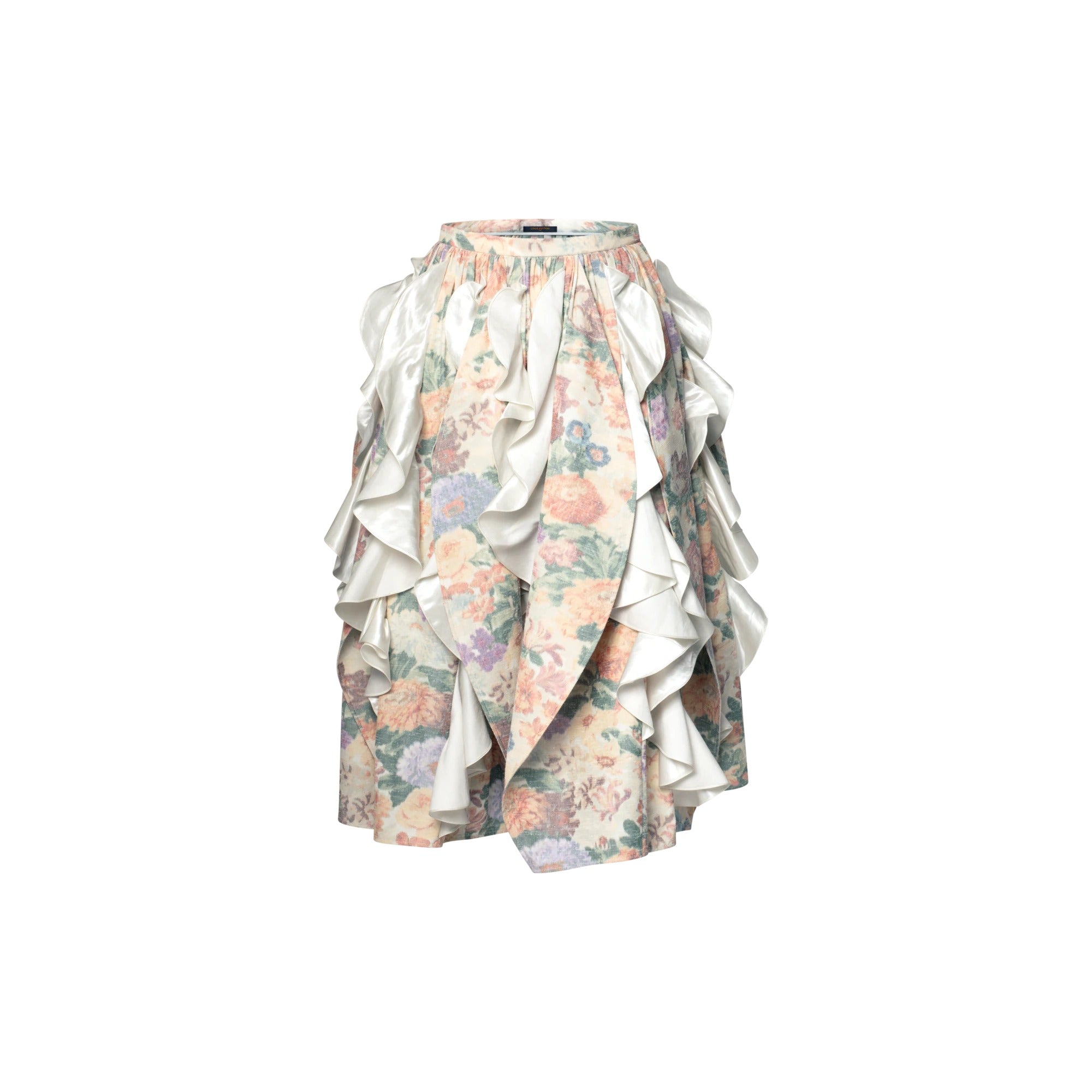 Ruffle Insert Floral Canvas Skirt