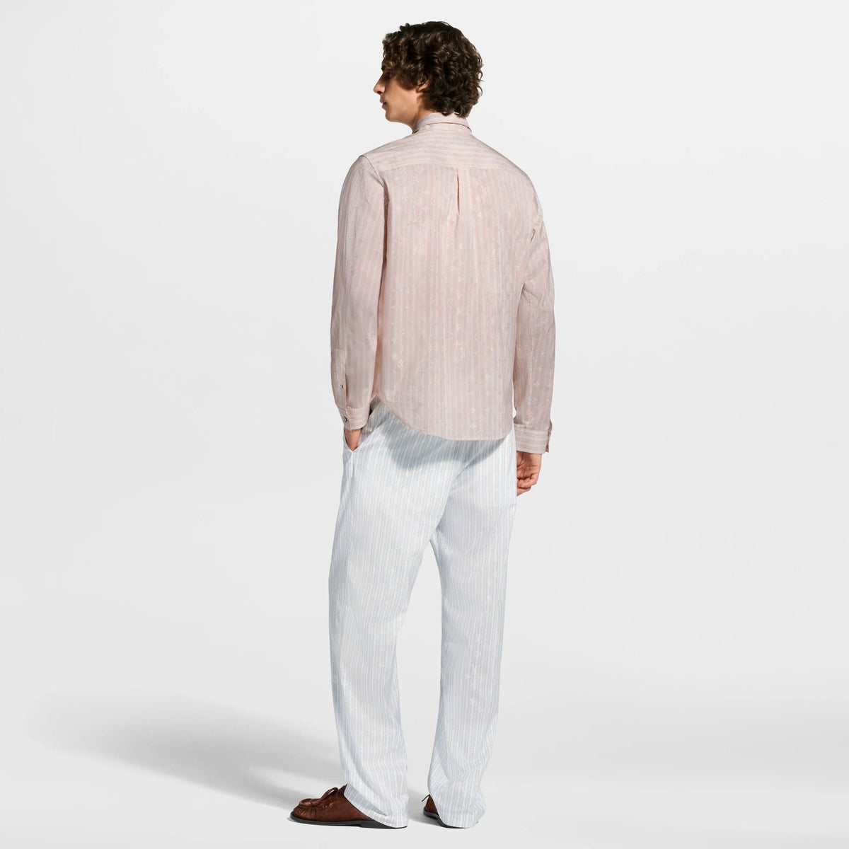 Monogram Striped Casual Drawstring Pants