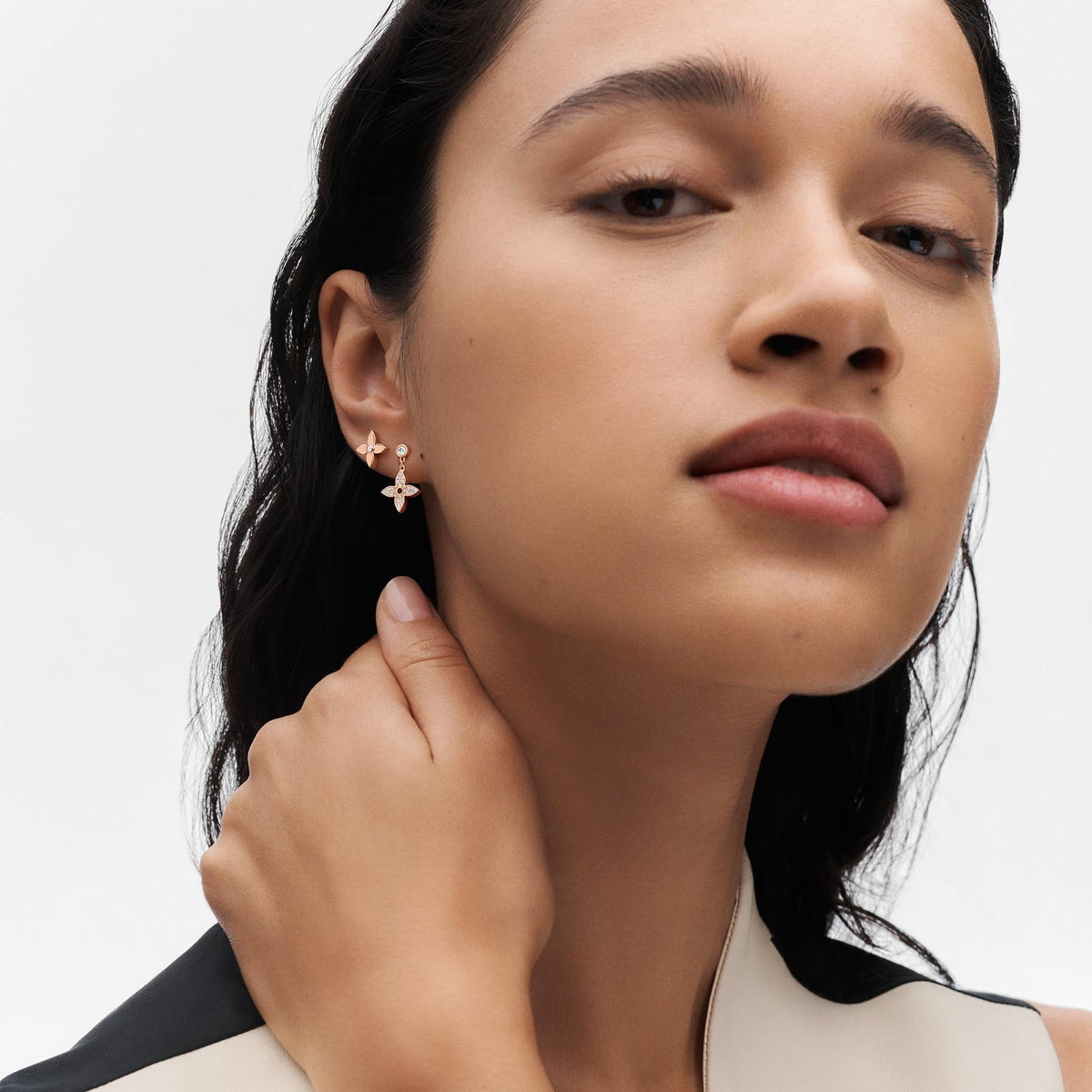 Idylle Blossom Reversible Stud, Pink And Yellow Gold And Diamond - Per Unit