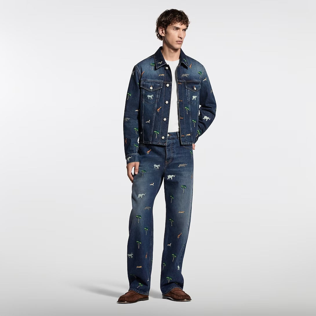 LV x The Darjeeling Limited Embroidered Denim Skate Pants