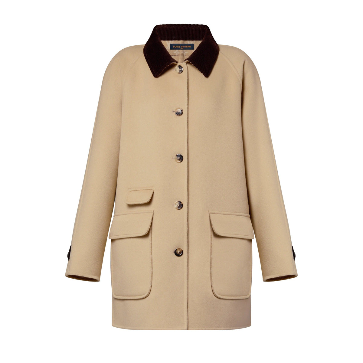 Contrast Collar Button-Up Coat