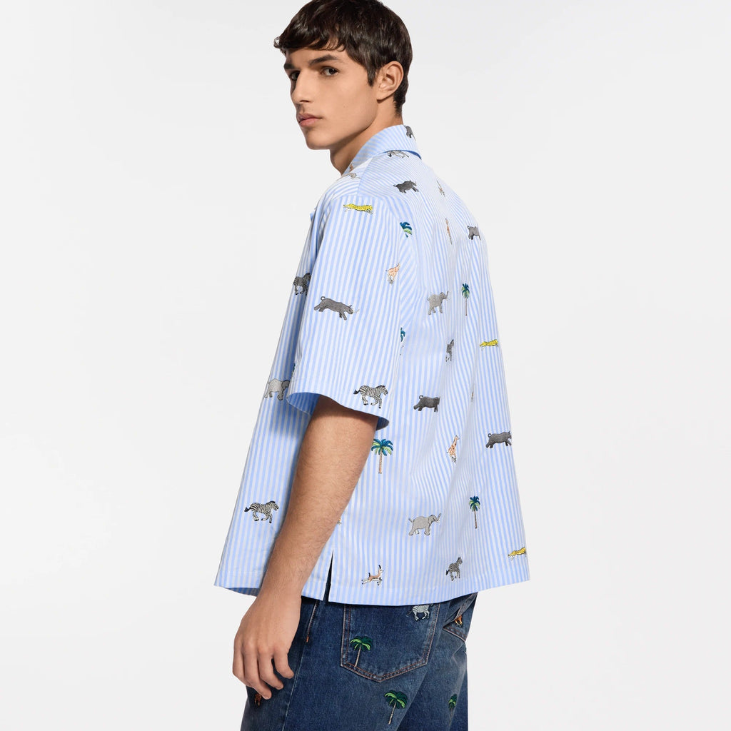 LV x The Darjeeling Limited Embroidered Striped Short-Sleeved Shirt