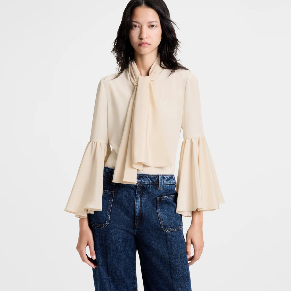 Flared Sleeve Lavallière Blouse