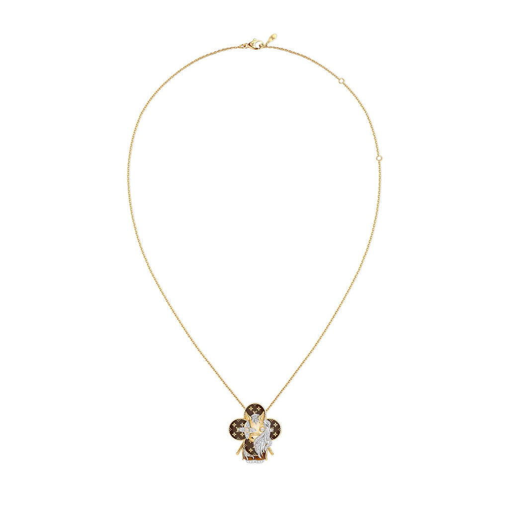Vivienne Horse Pendant, Yellow Gold, White Gold, Lacquer & Diamonds
