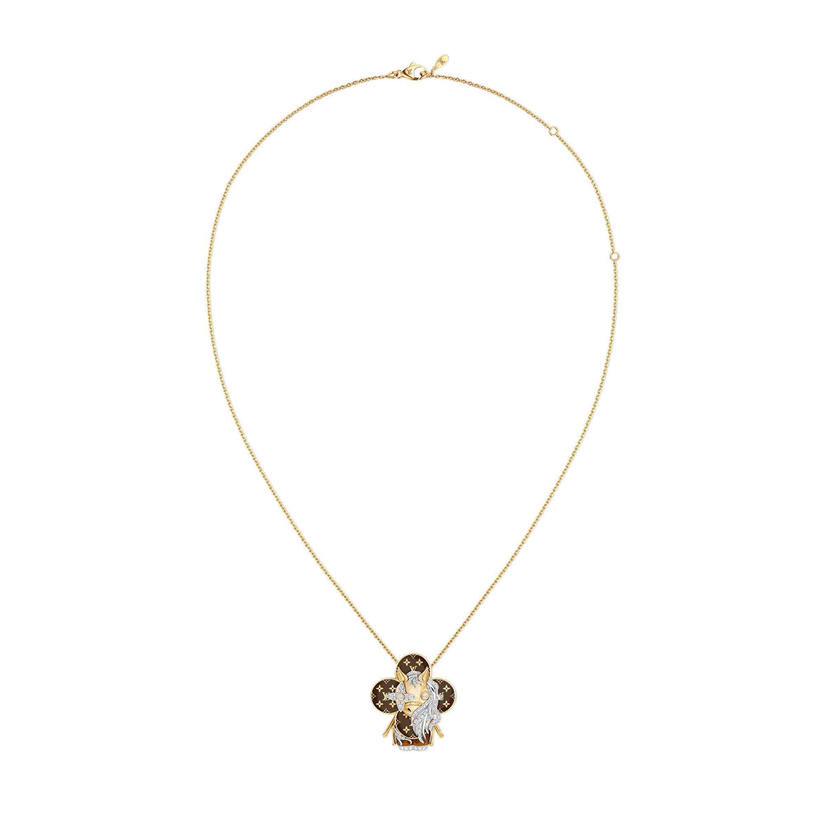 Vivienne Horse Pendant, Yellow Gold, White Gold, Lacquer & Diamonds