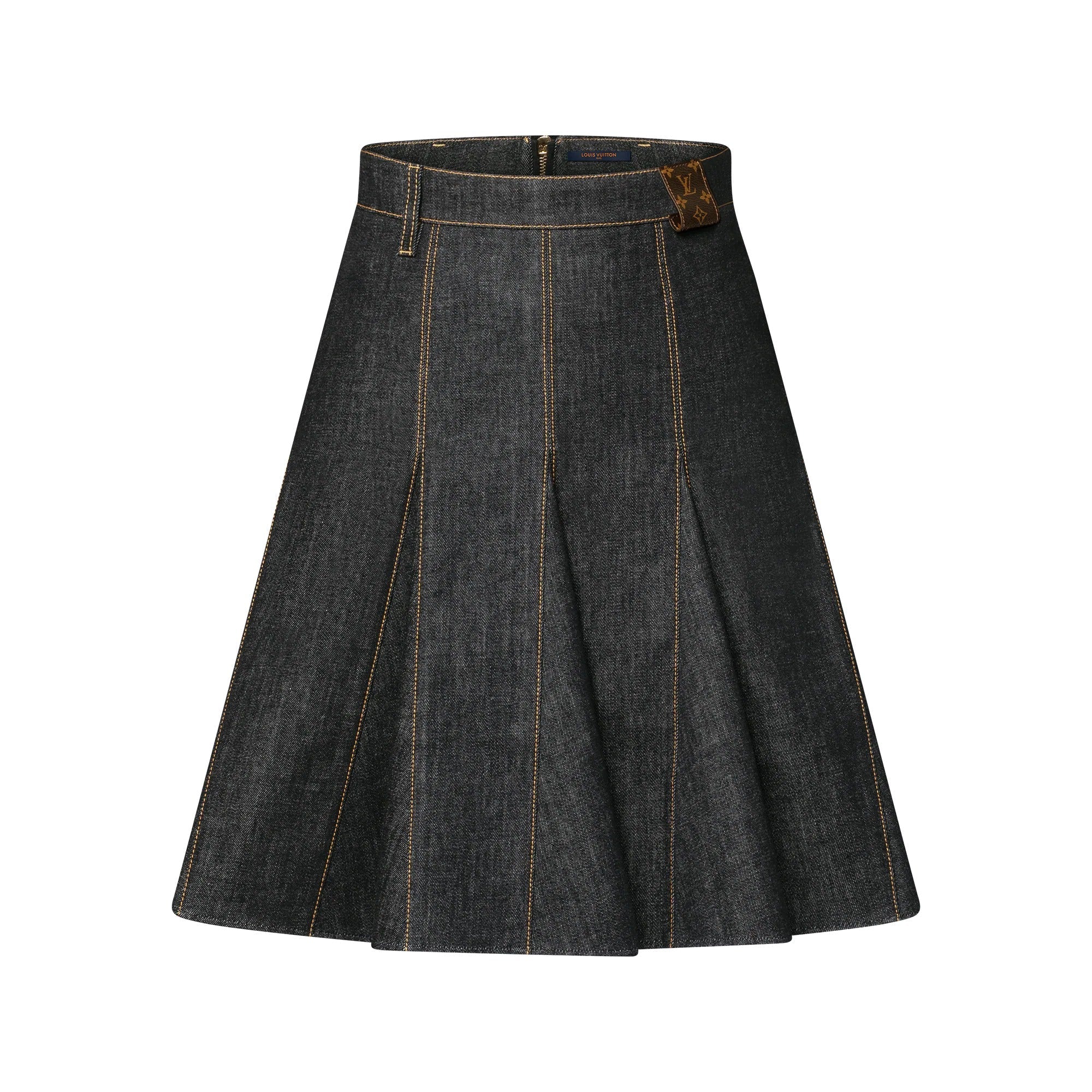 Topstitched Denim Skirt