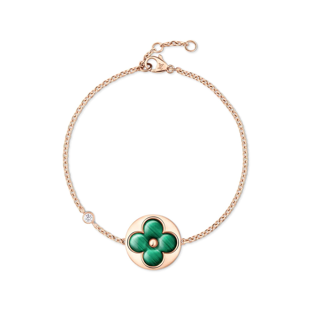 Color Blossom BB Sun Bracelet, Pink Gold, Malachite and Diamond