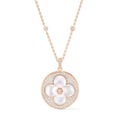 Color Blossom XL Sun Pendant, Pink Gold, White Mother-of-Pearl and Diamonds