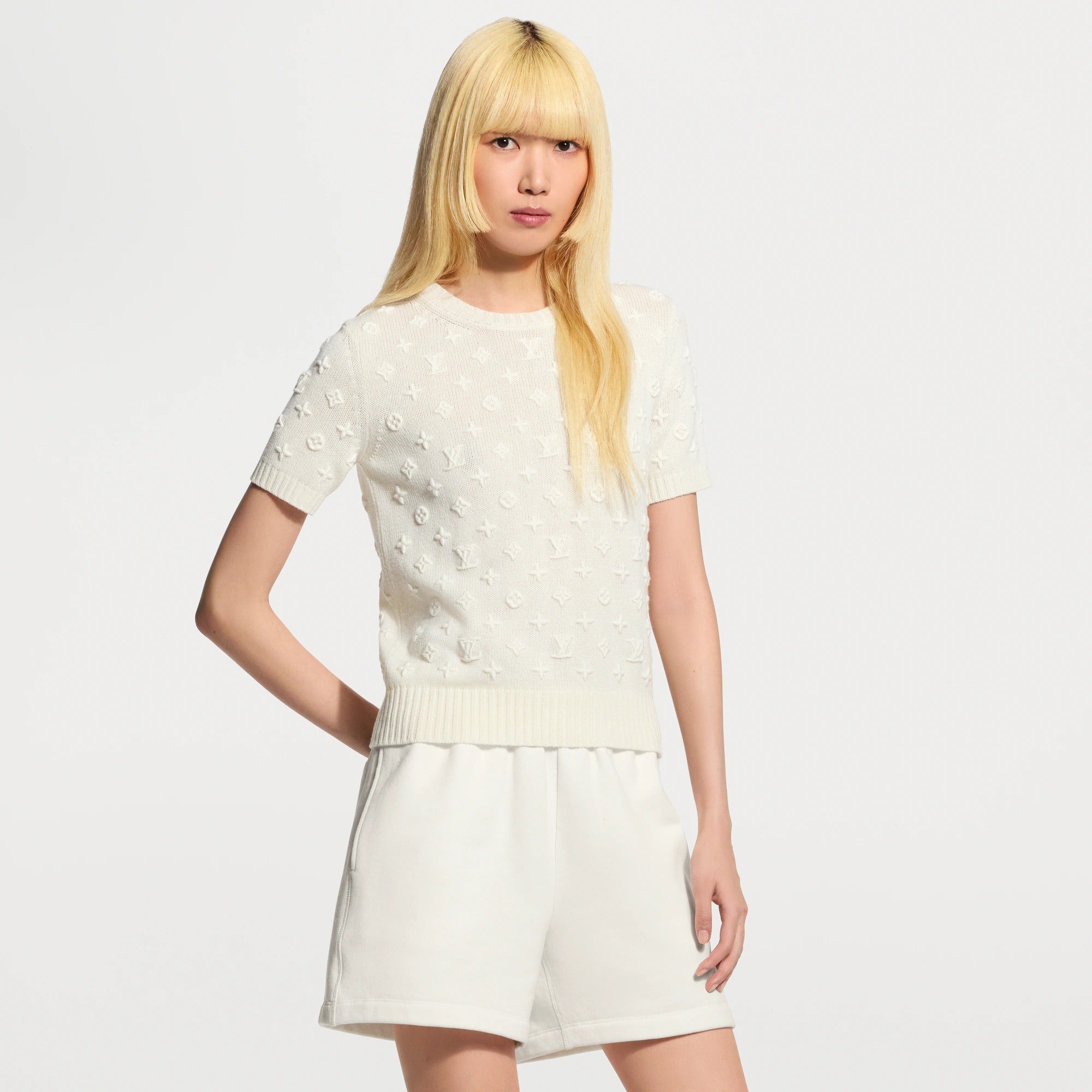 Embroidered Monogram Knit Top