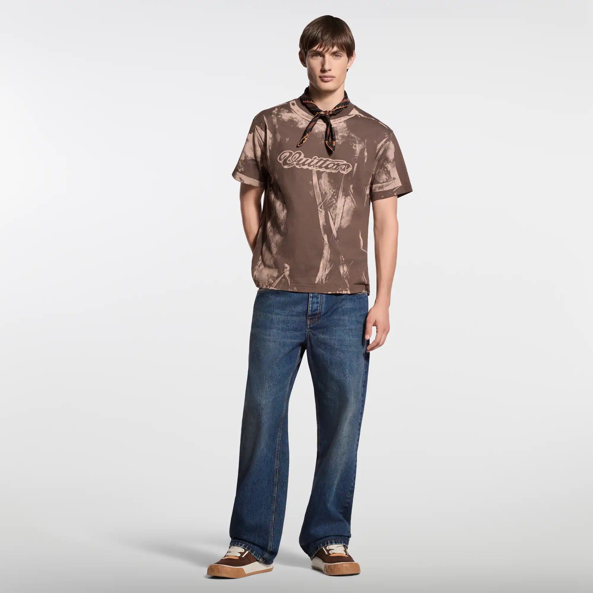 Denim Skate Pants With Leather Signature Pockets