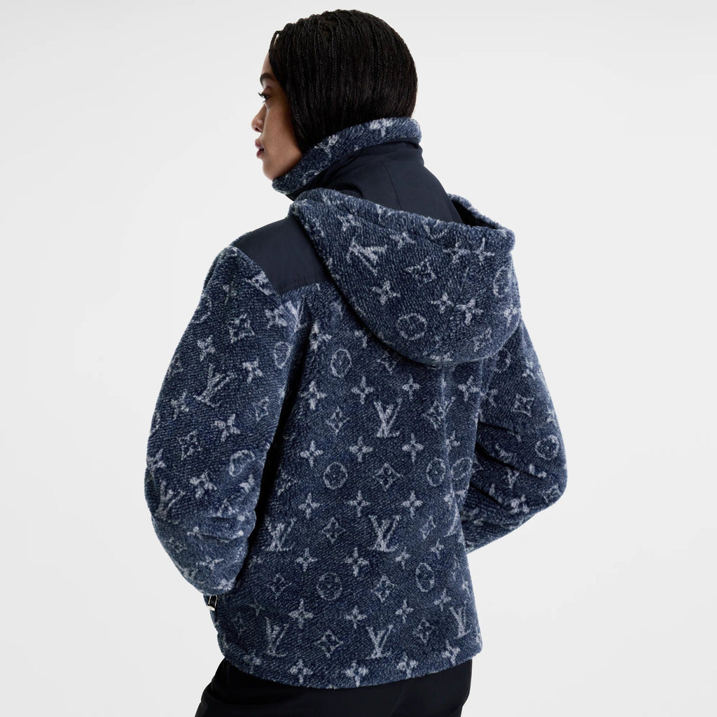 Denim-Effect Monogram Fleece Jacket