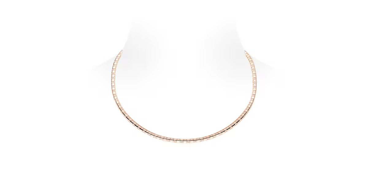 Le Damier de Louis Vuitton Small Necklace, Rose Gold and Diamonds