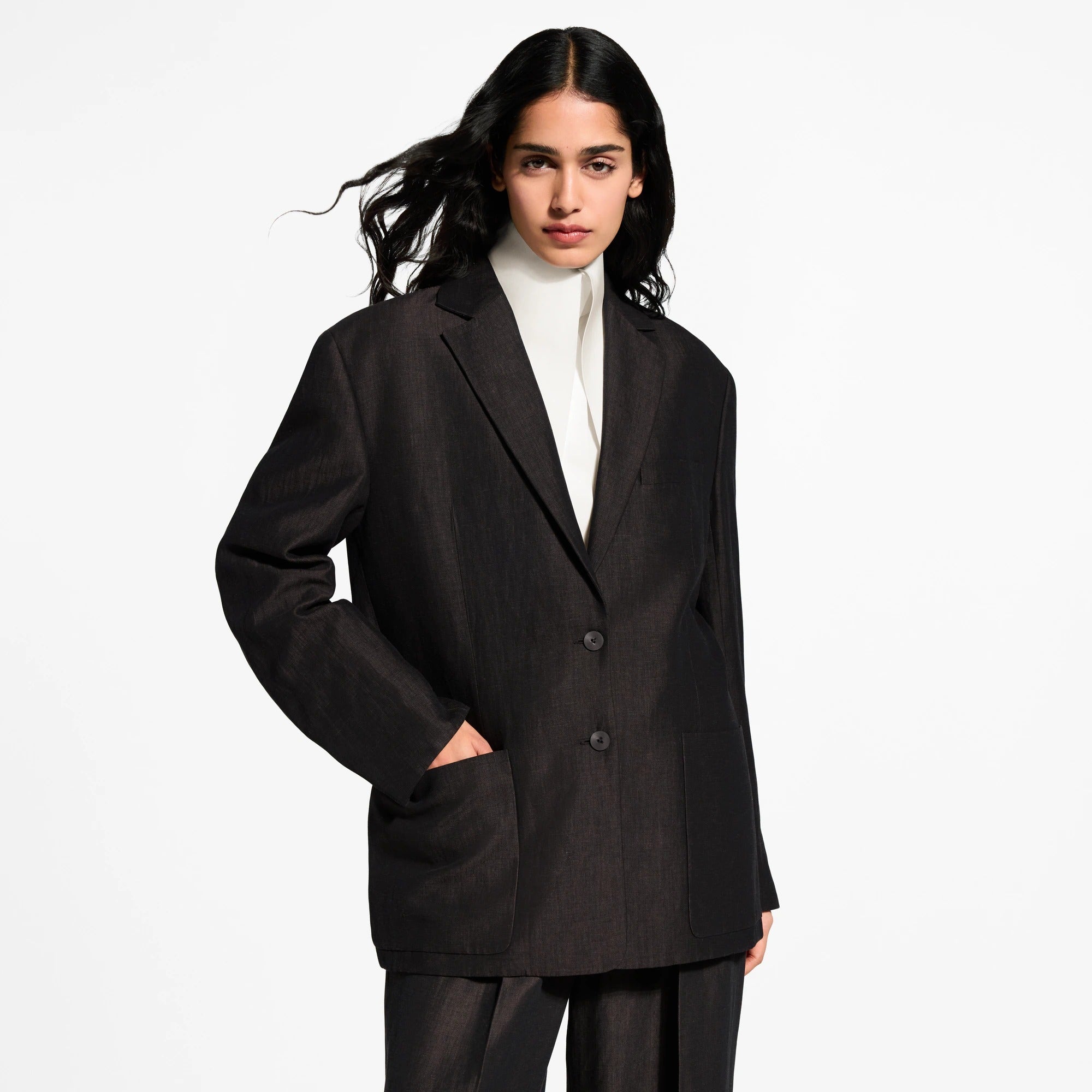 Oversized Wool-Linen Blazer