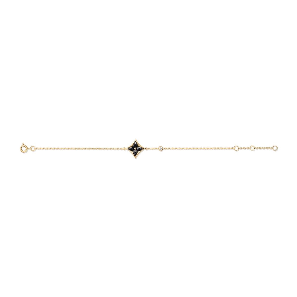 Color Blossom Bb Star Bracelet, Yellow Gold, Onyx And Diamond
