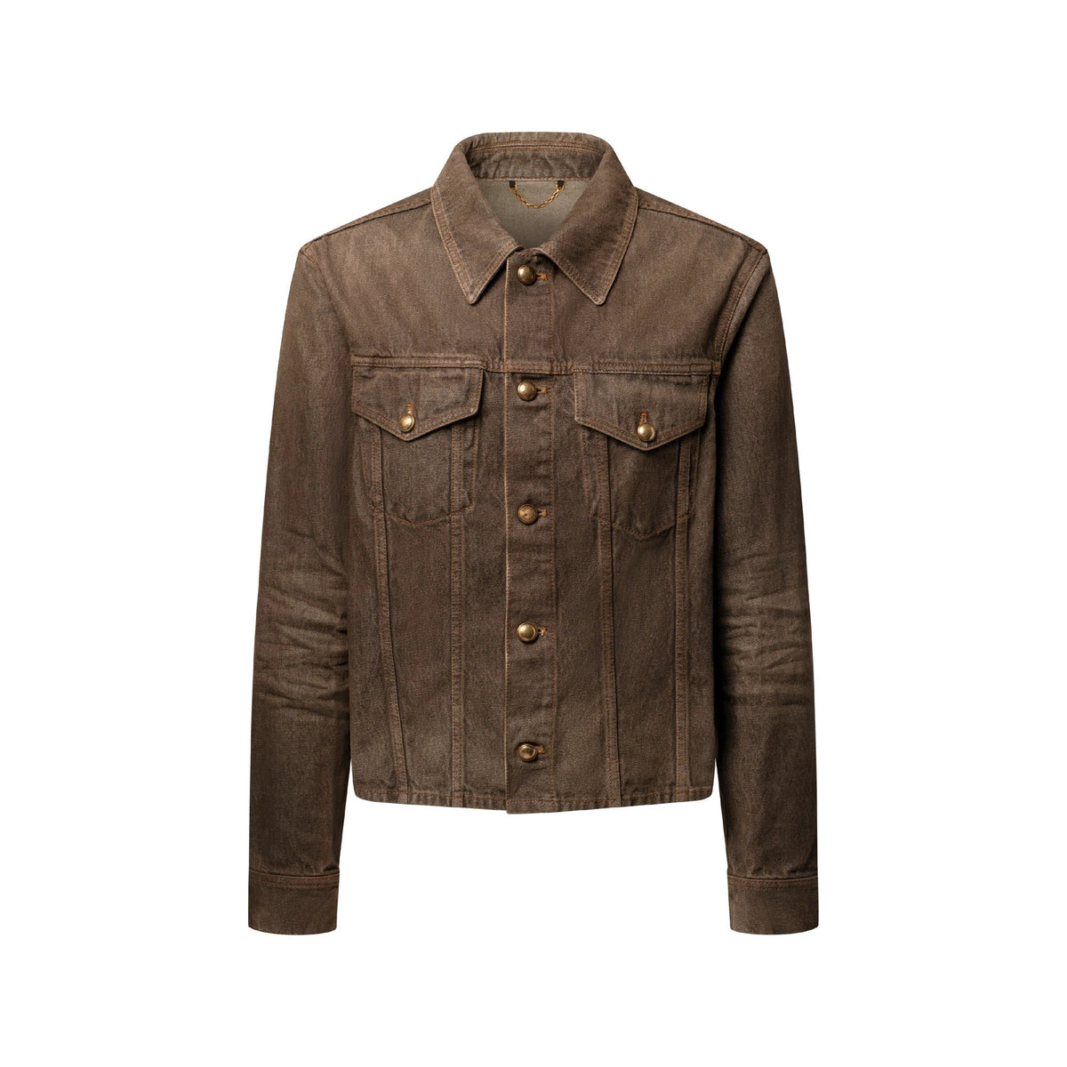 Coffee Indigo Denim Long-Sleeved Shirt