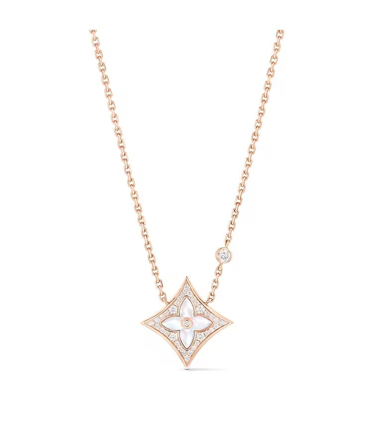 Color Blossom M Star Pendant, Pink Gold, White Mother-of-Pearl and Diamonds
