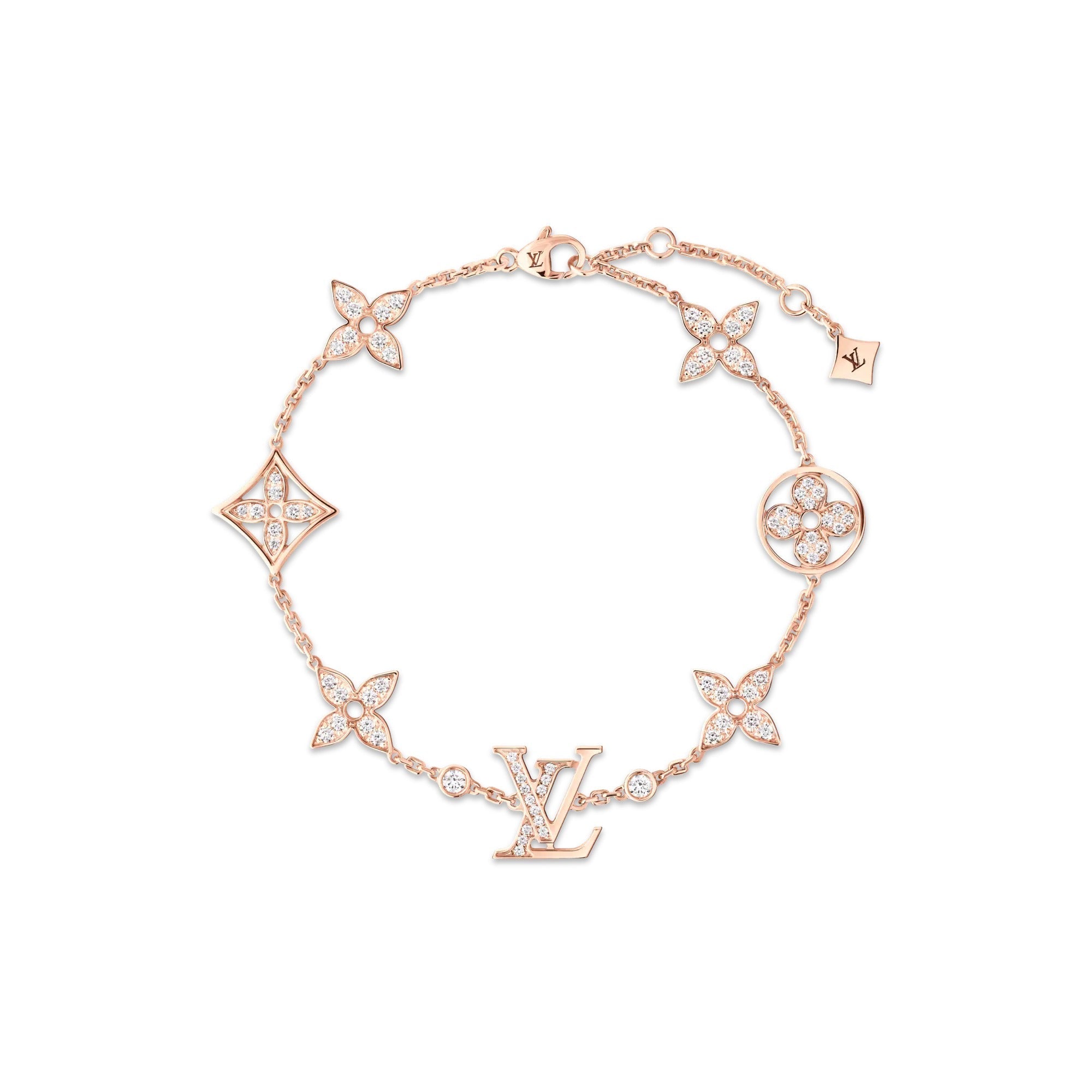 Idylle Blossom Multi-Motif Bracelet, Pink Gold and Diamonds