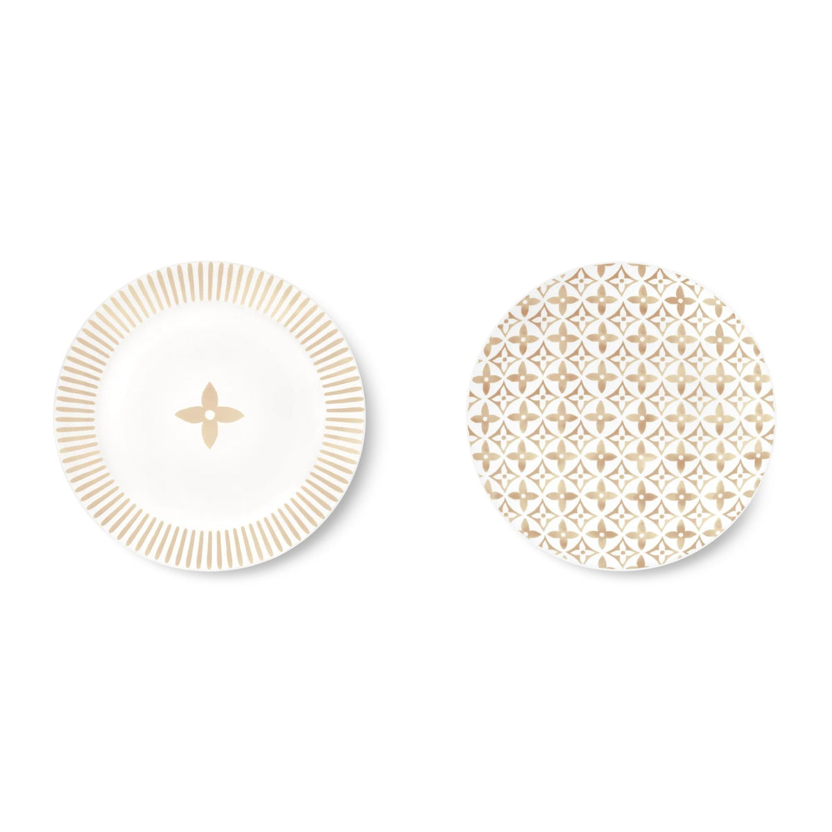 Set Of 2 Side Plates Monogram Flower Tile