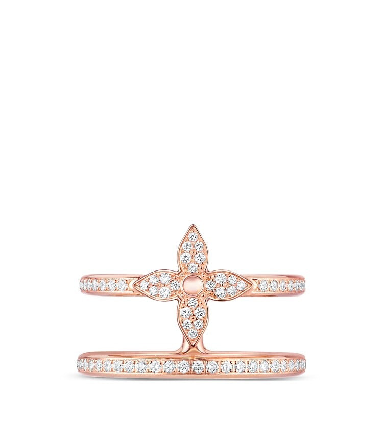 Idylle Blossom Two-Row Ring, Pink Gold And Diamonds