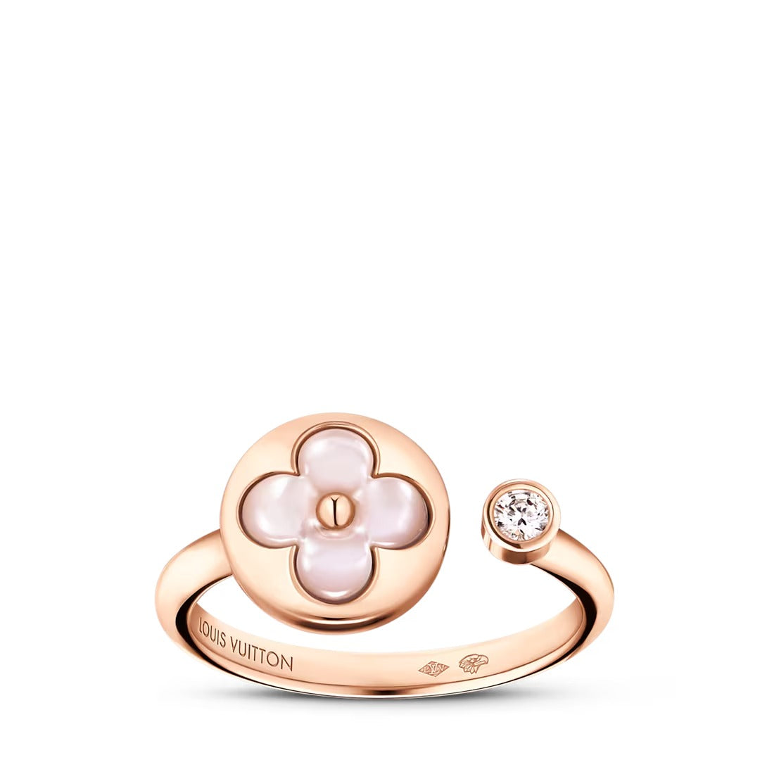 Color Blossom Mini Sun Ring, Pink Gold, Pink Mother-of-Pearl and Diamond